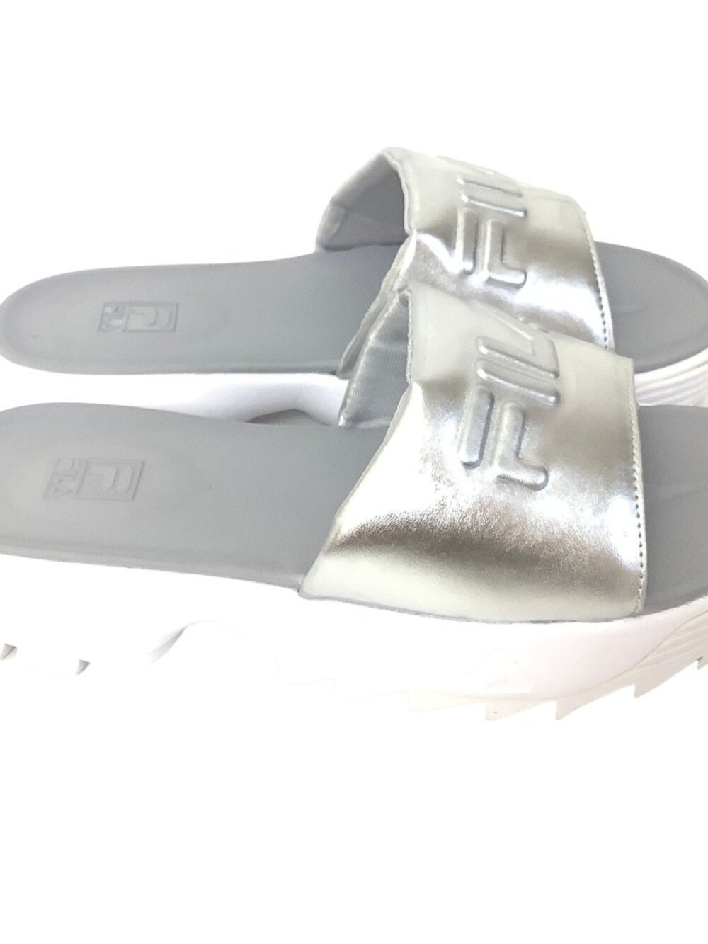 Fila Slides Platform Metallic Silver Deadstock Size-7.5 - Picture 3 of 9